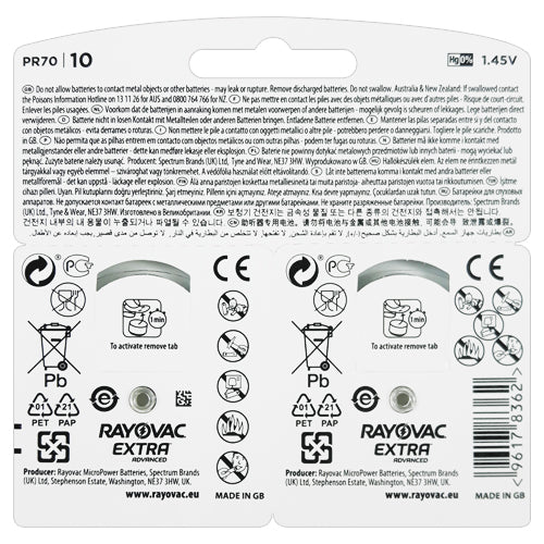 Rayovac EXTRA Hearing Aid 10 Size Hearing Aid Batteries - 12 Pack