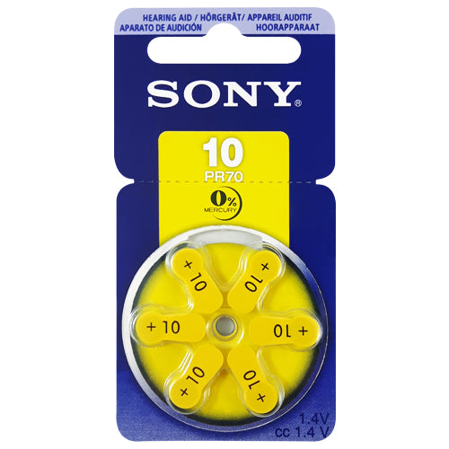 Sony Hearing Aid 10 Size Hearing Aid Batteries - 6 Pack