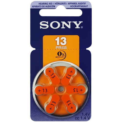 Sony Hearing Aid 13 Size Hearing Aid Batteries - 6 Pack