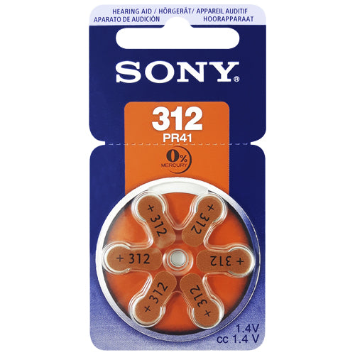 Sony Hearing Aid 312 Size Hearing Aid Batteries - 6 Pack