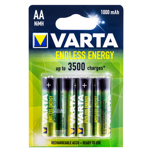 Varta Endless Energy AA 1000mAh Rechargeable Batteries - 4 Pack