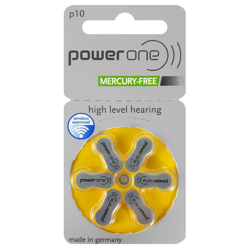 Power One hearing aid batteries 10 Size Hearing Aid Batteries - 6 Pack