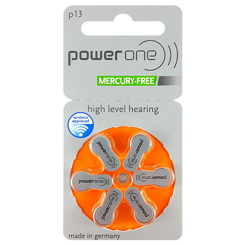 Power One hearing aid batteries 13 Size Hearing Aid Batteries - 6 Pack