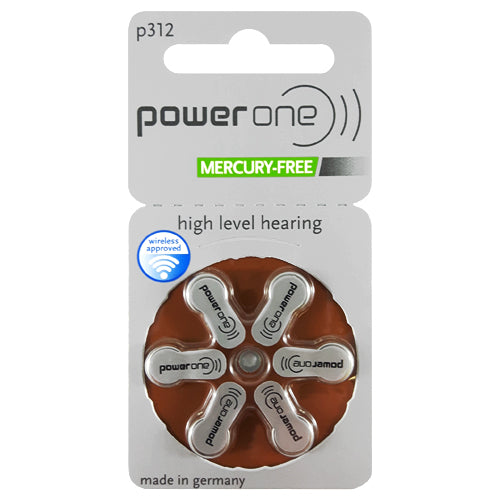 Power One hearing aid batteries 312 Size Hearing Aid Batteries - 6 Pack