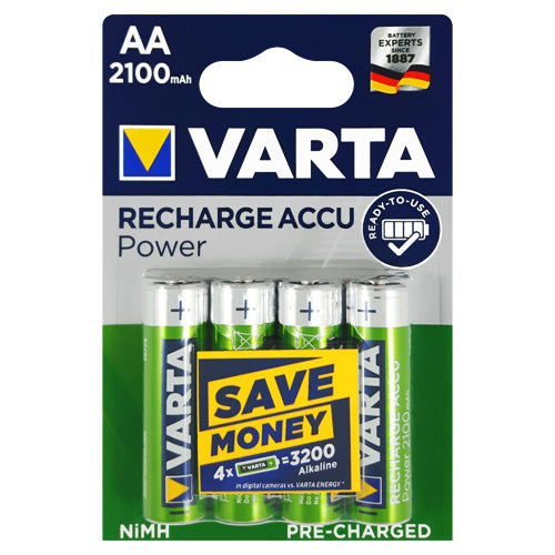 Varta Recharge Power AA 2100mAh Rechargeable Batteries - 4 Pack