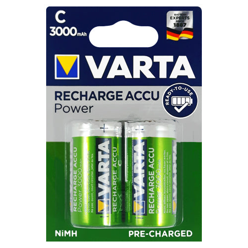 Varta Recharge Power C Size 3000mAh Rechargeable Batteries - 2 Pack