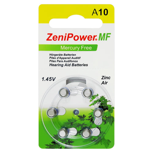 ZeniPower MF A10 Hearing aid batteries Hearing Aid Batteries - 6 Pack