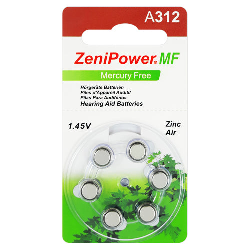 ZeniPower MF A312 Hearing aid batteries Hearing Aid Batteries - 6 Pack