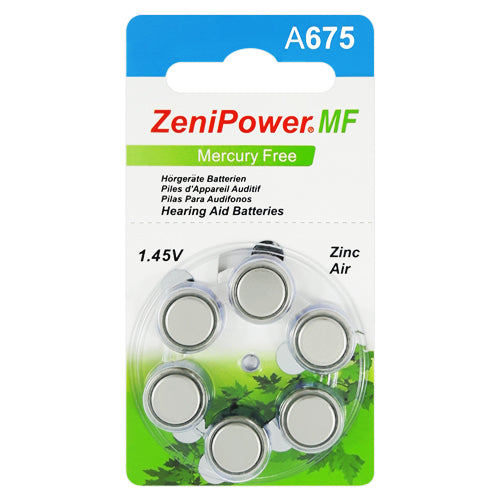 ZeniPower MF A675 Hearing aid batteries Hearing Aid Batteries - 6 Pack