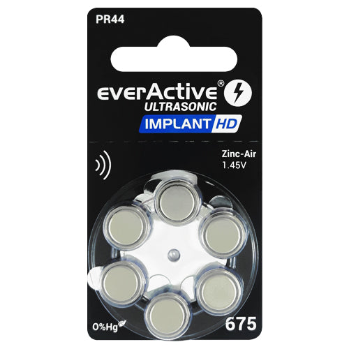 everActive IMPLANT HD Hearing aid batteries 675 Size Hearing Aid Batteries - 6 Pack
