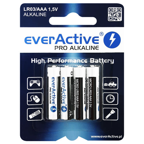 everActive PRO Alkaline AAA 1.5V Primary Batteries - 4 Pack