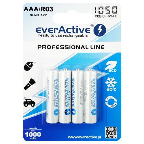 everActive Professional Line AAA 1000mAh Rechargeable Batteries - 4 Pack