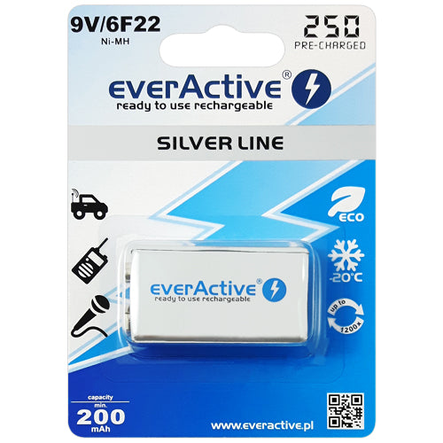 everActive Silver Line 9V 200mAh B1 Rechargeable Battery