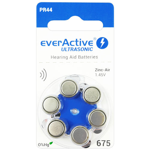 everActive Ultrasonic Hearing Aid 675 Size Hearing Aid Batteries - 6 Pack