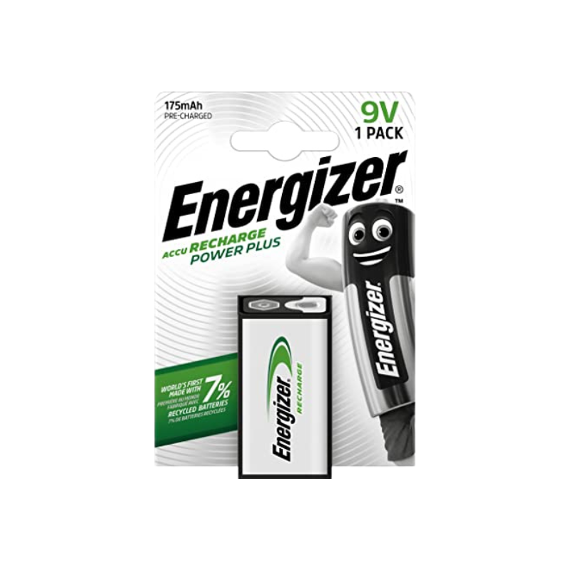 Energizer Recharge Power Plus 9V HR22 175mAh 1.2V B1 Rechargeable Batteries