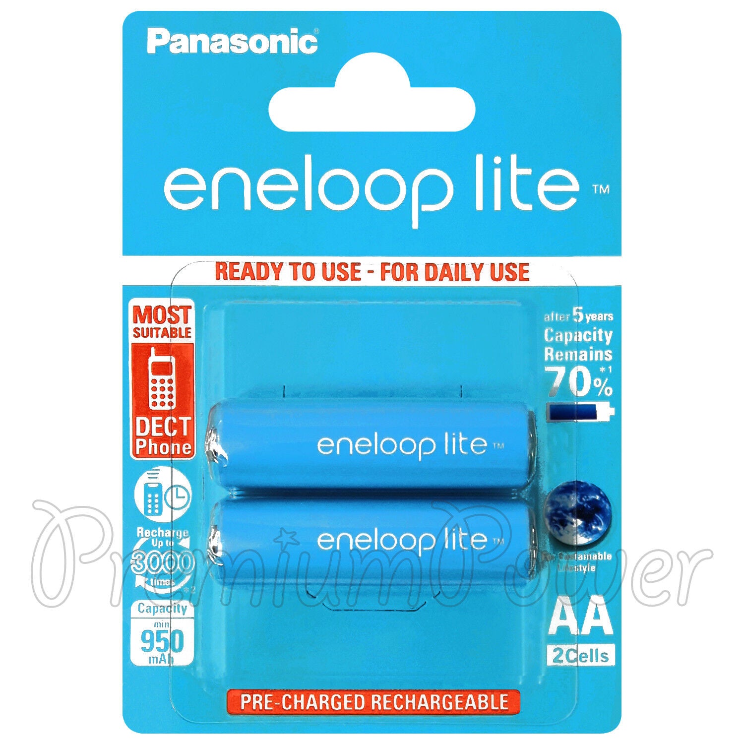 AA R6 Panasonic Eneloop Lite 1.2V 950mAh Rechargeable Battery para
