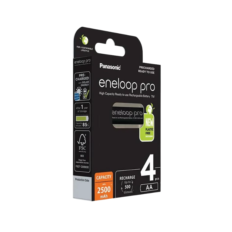 Panasonic Eneloop PRO AA 2500mAh Rechargeable Batteries - 4 Pack